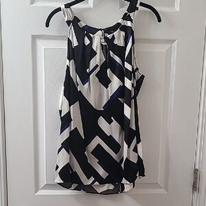 White House Black Market Black and White Abstract Tank Top